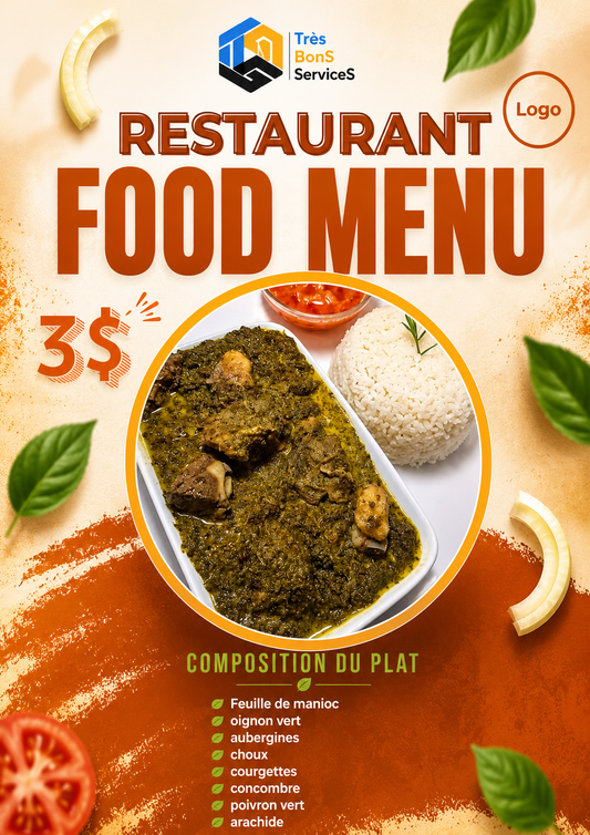 Plat de feuilles de manioc et riz