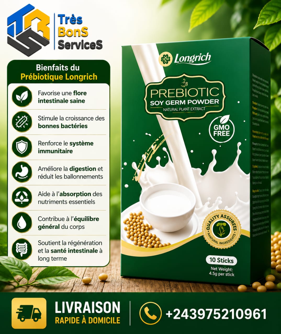 Prébiotique Longrich – À base de soja